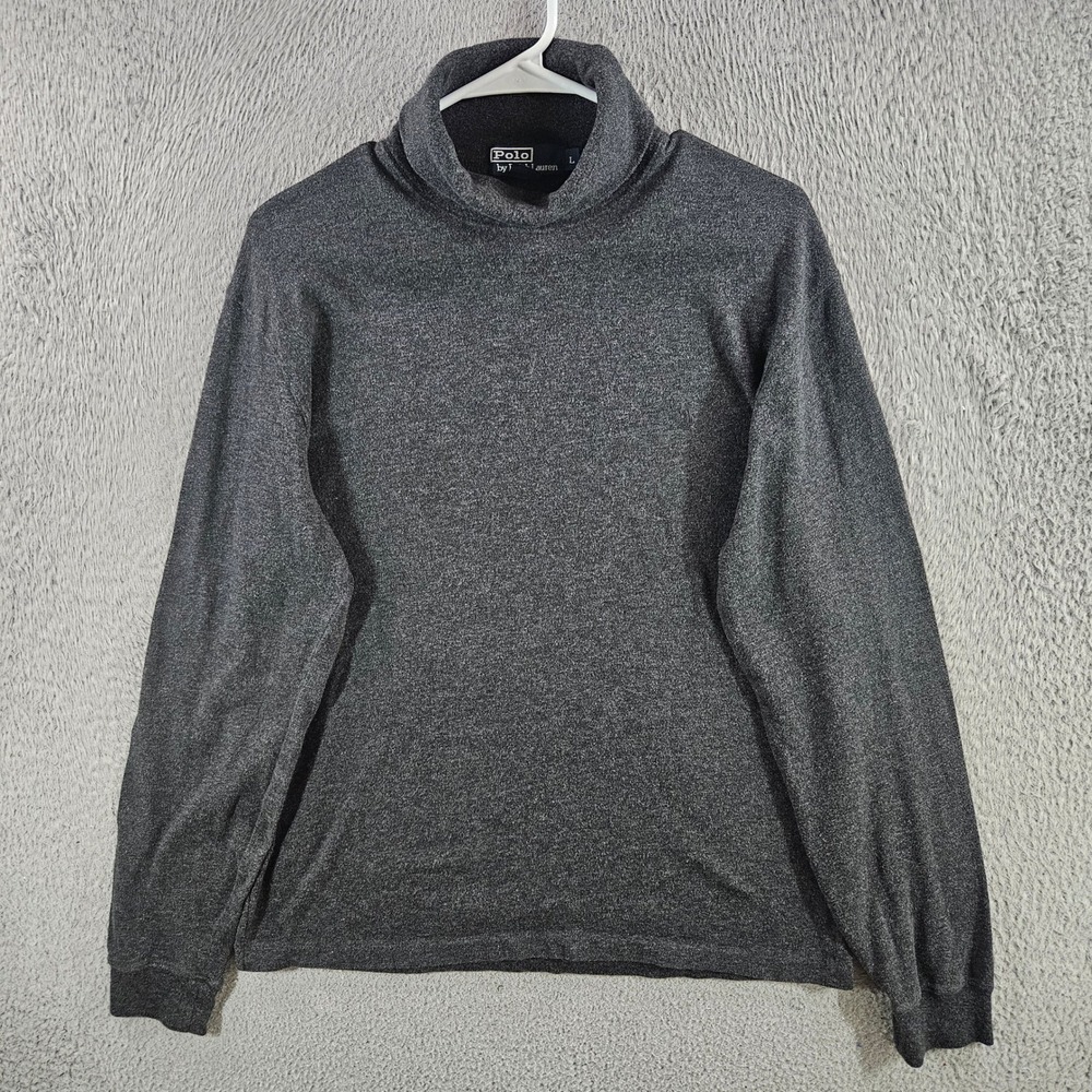 Polo Ralph Lauren Mens Gray Cotton Turtleneck Long Sleeve Shirt Large